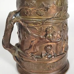Adolphe Maubach French Bronze Figural Bacchanalian Decorated Tankard Mug