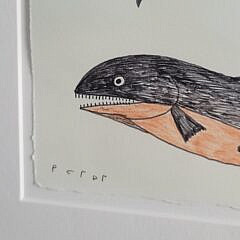 Keeleemeeoomee Samualie (1919-1983) Inuit Mixed Media Drawing