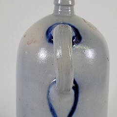 19th C. Cobalt Blue Decorated Stoneware Bottle Jug Lamp