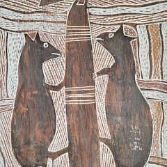 Vintage Nanojin Australian Aboriginal Tree Bark Tribal Painting
