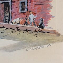 Pair of George Stimmel (1880-1964) New York City Watercolor Scenes