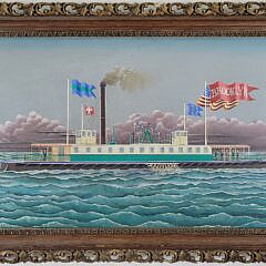 Julian Nemethy Ship Portrait of the 19th C. Paddlewheel Ferry Brooklyn