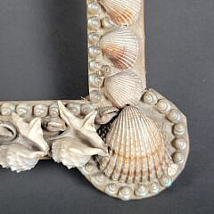 Antique 19th C. Folk Art Shell Encrusted Picture Frame