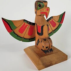 Louis Joseph Northwest Coast Carved and Painted Eagle Totem