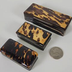 Three Antique 19th C. English Tortoiseshell Miniature Boxes