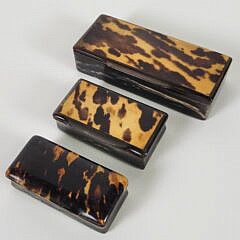 Three Antique 19th C. English Tortoiseshell Miniature Boxes