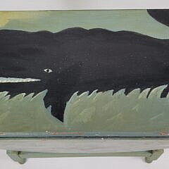 Vintage Handpainted Whale and Ocean Nautical Decorated Dropleaf Table