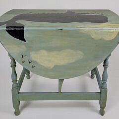 Vintage Handpainted Whale and Ocean Nautical Decorated Dropleaf Table
