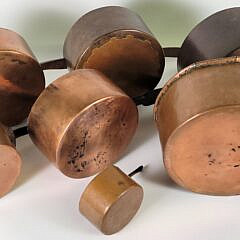 Collection of Seven Pieces of Antique French Copper Cookware