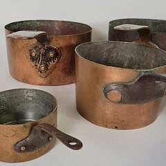 Collection of Seven Pieces of Antique French Copper Cookware