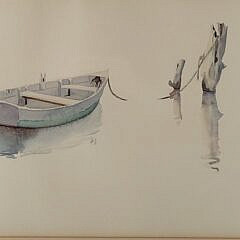 Doris and Richard Beer “Dory in the Calm” Nantucket Watercolor