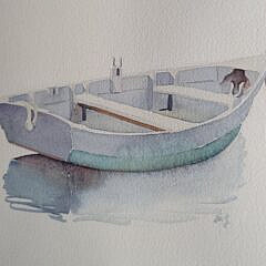 Doris and Richard Beer “Dory in the Calm” Nantucket Watercolor