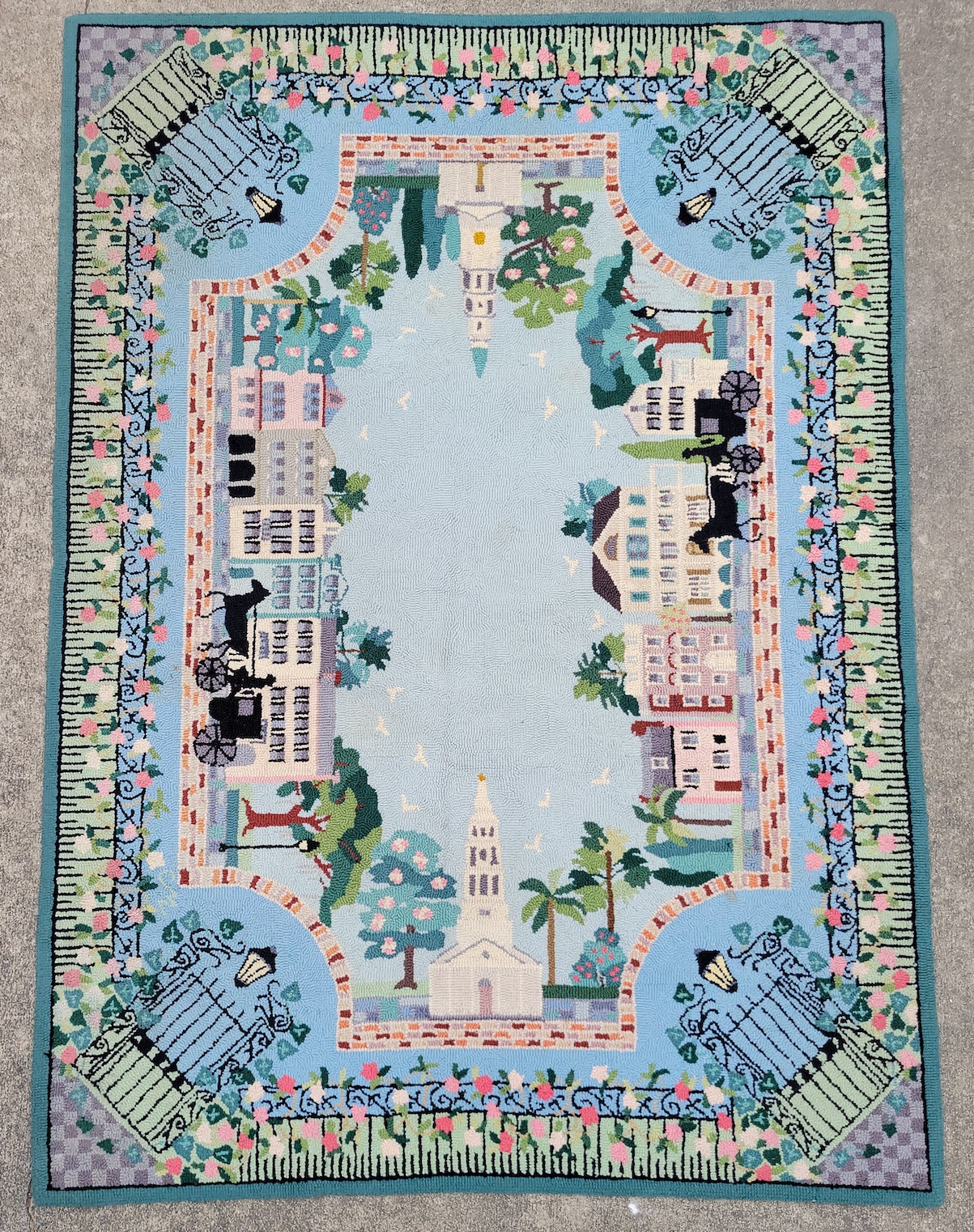 Large Vintage Claire Murray Charleston South Carolina Scene Hooked