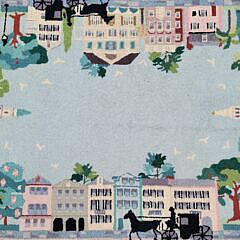 Large Vintage Claire Murray Charleston South Carolina Scene Hooked Rug