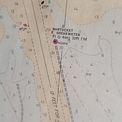 Framed Vintage 1953 Nantucket Harbor Nautical Navigational Chart Map