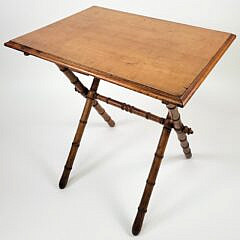 19th C. French Carved Faux Bamboo Folding Occasional Table