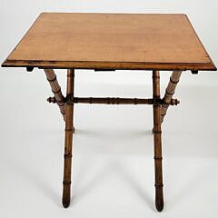 19th C. French Carved Faux Bamboo Folding Occasional Table