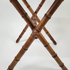 19th C. French Carved Faux Bamboo Folding Occasional Table