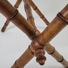 19th C. French Carved Faux Bamboo Folding Occasional Table