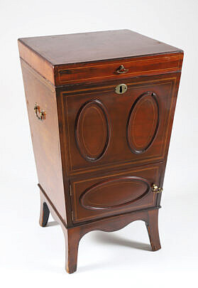 British Regency Mahogany Inlaid Cellarette, 19th Century