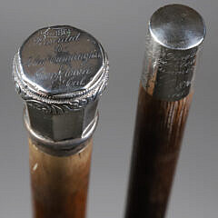 Presentation Engraved Silver and Wood Walking Stick