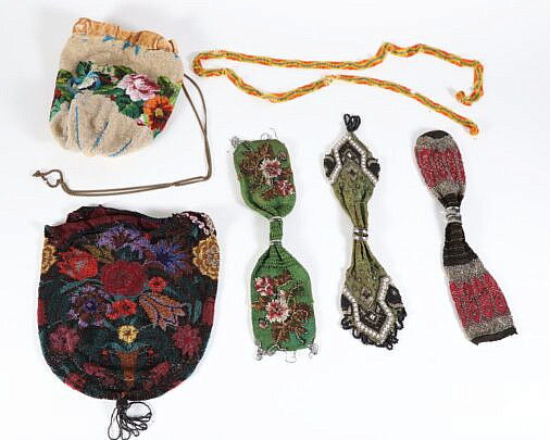Five Victorian Beadwork Purses, 19th Century