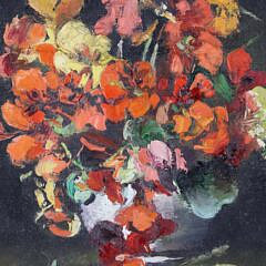 Andrew Shunney Oil on Canvas “Pansies in a Vase Still Life”