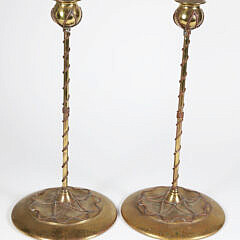 Pair of Jugendstil Brass and Copper Candlesticks, circa 1890s