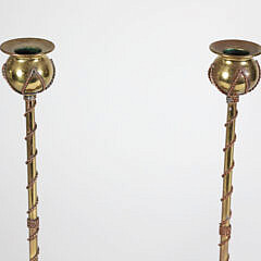 Pair of Jugendstil Brass and Copper Candlesticks, circa 1890s