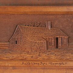 Nantucket Carved Folk Art Walnut Plaque Attributed to James Walter Folger