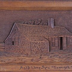 Nantucket Carved Folk Art Walnut Plaque “Portrait of Auld Lang Syne” Attributed to James Walter Folger