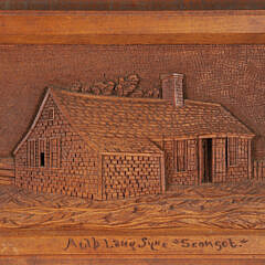 Nantucket Carved Folk Art Walnut Plaque “Portrait of Auld Lang Syne” Attributed to James Walter Folger