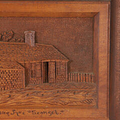 Nantucket Carved Folk Art Walnut Plaque “Portrait of Auld Lang Syne” Attributed to James Walter Folger