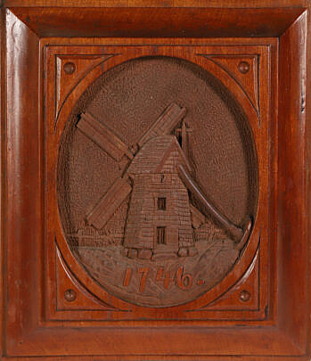 Nantucket Carved Folk Art Walnut Plaque Attributed to James Walter Folger