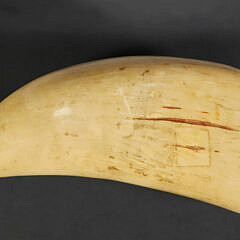 Polychromed Scrimshaw Antique Whale Tooth “General John Stark’s at Battle of Bennington, Vermont”