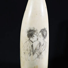 Scrimshaw Antique Whale Tooth “Lady in Hoop Skirt”