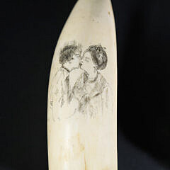 Scrimshaw Antique Whale Tooth “Lady in Hoop Skirt”