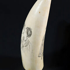 Scrimshaw Antique Whale Tooth “Lady in Hoop Skirt”