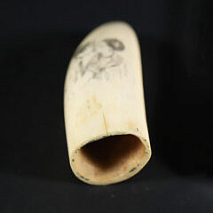 Scrimshaw Antique Whale Tooth “Lady in Hoop Skirt”