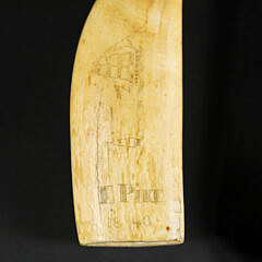 Scrimshaw Antique Whale Tooth Portrait of General George Washington with Crossed Flags