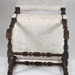 Carved English Upholstered Back and Seat Armchair with Full Reclining Lion Armrest