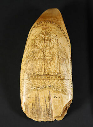 Scrimshaw Whale Tooth, 19th Century