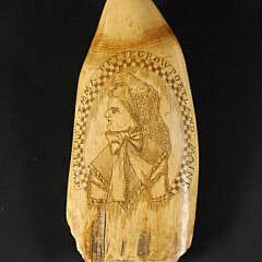 Scrimshaw Whale Tooth Portrait of a Clipper, 19th Century