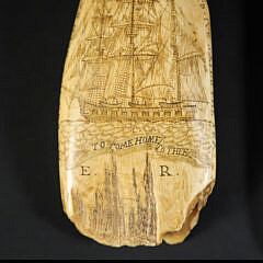 Scrimshaw Whale Tooth Portrait of a Clipper, 19th Century