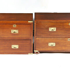 Two-Piece British Campaign Brass Bound Chest of Drawers, 19th Century