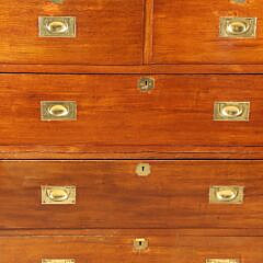 Two-Piece British Campaign Brass Bound Chest of Drawers, 19th Century