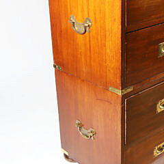 Two-Piece British Campaign Brass Bound Chest of Drawers, 19th Century