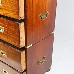 Two-Piece British Campaign Brass Bound Chest of Drawers, 19th Century