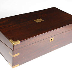 Mahogany and Brass Bound Lap Box, 19th Century