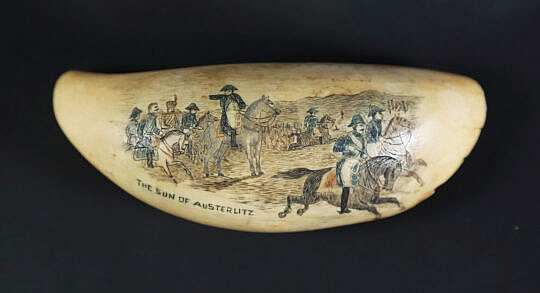 Antique Scrimshaw and Polychromed Sperm Whale Tooth